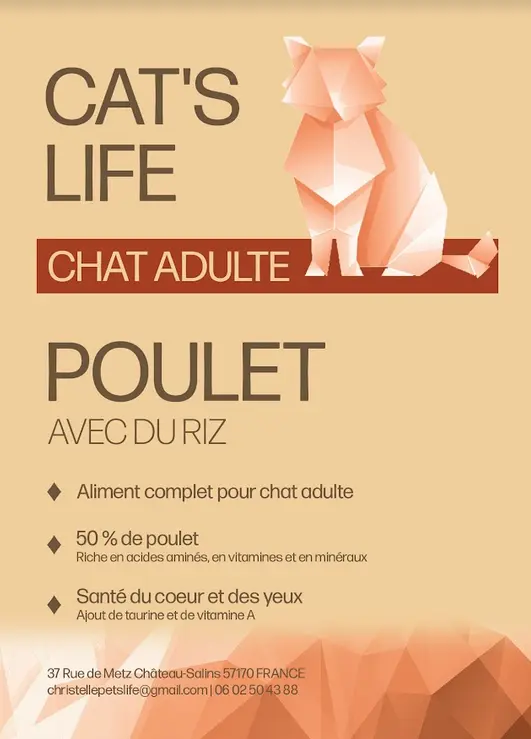 cat's life adulte poulet nouvelle étiquette